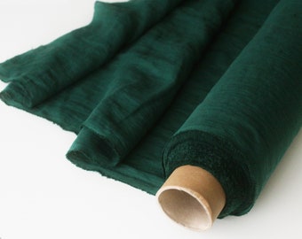 Waldgrüner Leinenstoff für Kleidung - Linien für Servietten - Leinen für Vorhänge - Leinen für Kleider