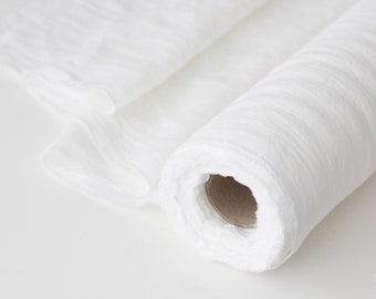 Tissu de lin blanc - Matériau de lin 100% lin lavé à la pierre - Tissu de lin pour rideaux transparents - Tissu au mètre - Tissu par cour