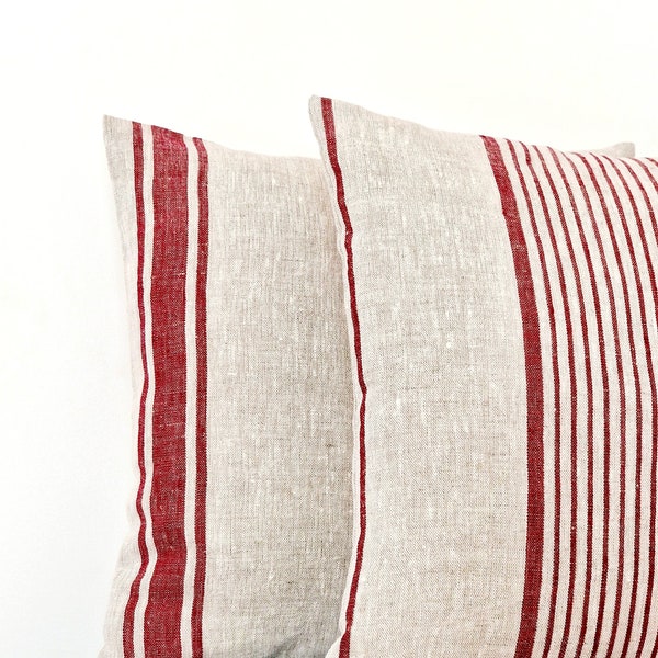 Linen Stripe Pillow Etsy