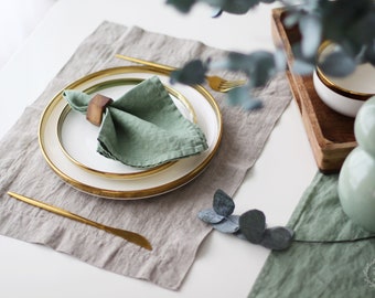 Linen Placemats for Table Decor. Stonewashed Softened Linen Place mats.