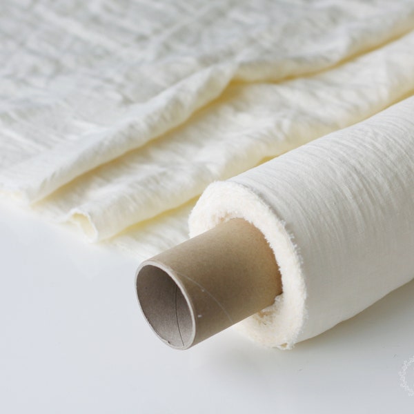 Ivory Champagne Linen Fabric - Pale Yellow Stonewashed 100% Linen Flax Material by the Meter - Linen by teh Yard