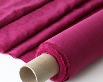 Fuchsia Pink Linen Fabric - Magenta Pink Stonewashed 100% Linen Flax Material
