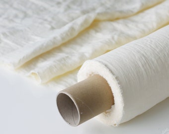 Ivory Champagne Linen Fabric - Pale Yellow Stonewashed 100% Linen Flax Material by the Meter - Linen by teh Yard