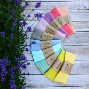 Almohada para ojos con peso, con calor y frío, con funda extraíble - Mascarilla para ojos de lino puro con semillas de lino y lavanda - Regalo de aromaterapia, meditación y yoga