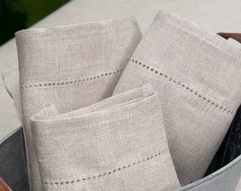 Servilletas de lino con vainica - Natural