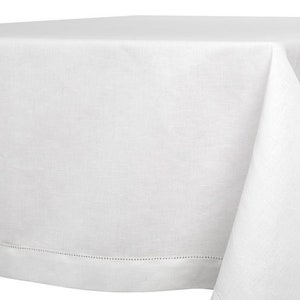 White Linen Table Cloth. Christmas Tablecloth.