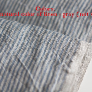 Tessuto di lino a righe Naturale Grigio Blu Bianco Stonewashed dall'aspetto vintage 100% lino Tessuto tagliato su misura Larghezza delle strisce 3 mm o 1,5 mm Natural/Blue 3mm