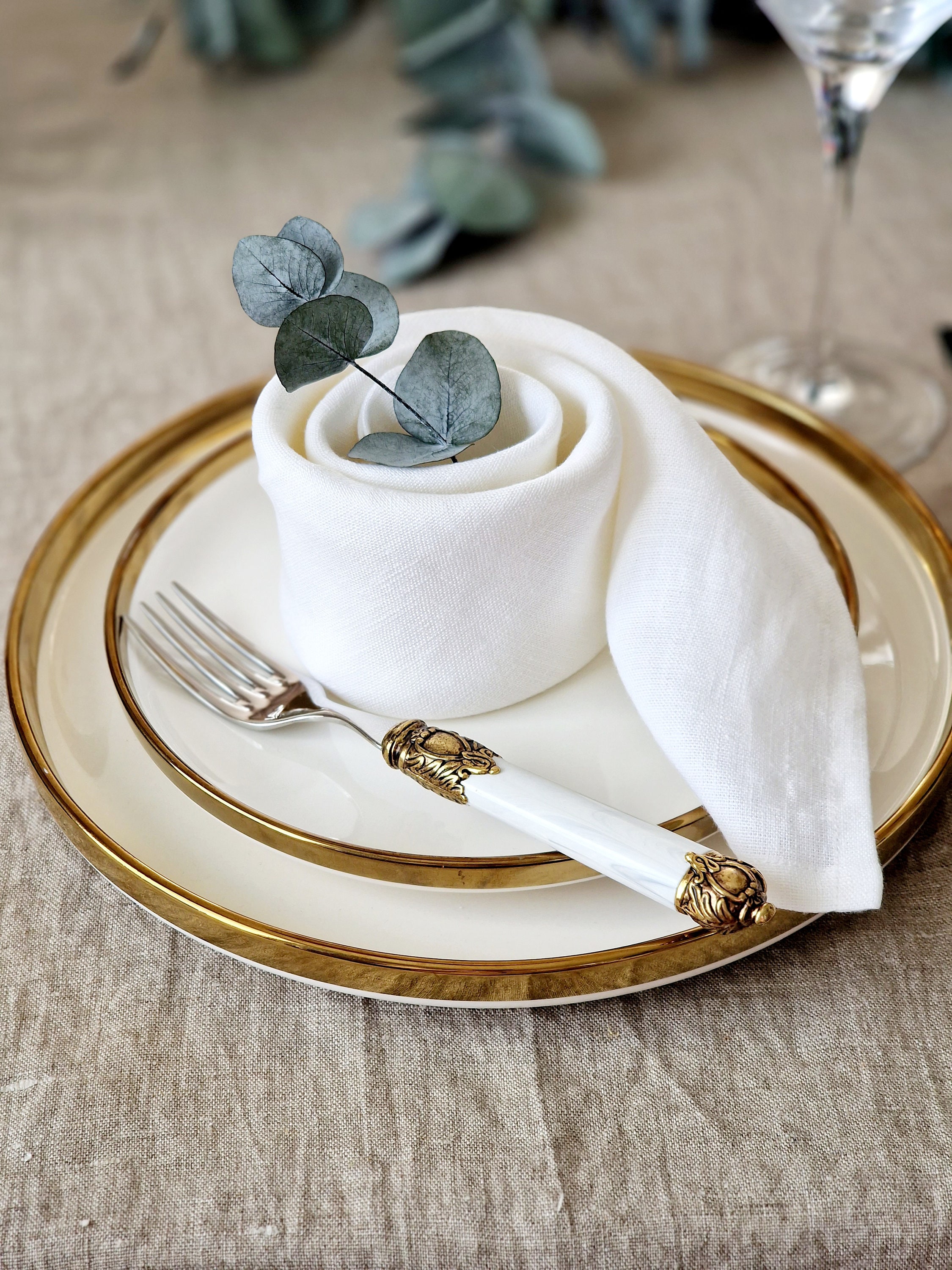 Linen Ruffle Napkins IRIS Natural Stonewashed Exquisite Linen Napkins.  Washed Soft Linen Table Elegant Napkins. Handmade Table Decor 