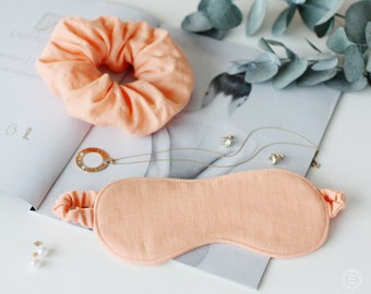 Masque de sommeil en lin ou grand chouchou, coffret cadeau à choisir et mélanger, masque pour les yeux en lin bio, cadeau de demoiselle d'honneur, coffret soins personnels pour elle
