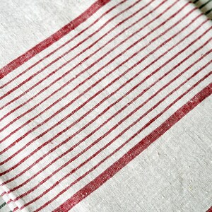 Linen Table Runner Striped French Style Heavy Weight Natural Table Runner Red Stripes