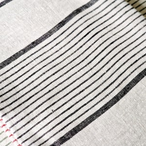 Linen Table Runner Striped French Style Heavy Weight Natural Table Runner Black Stripes