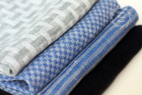 blue and gray bath towels