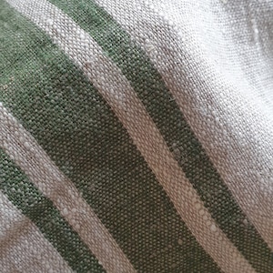 Heavy Weight Linen Fabric by the Yard 265g/m2 - Upholstery Striped French Style Softened 100% Flax Material -  Linen for Tablecloth