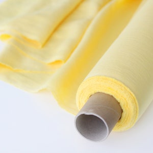 Pastel Yellow Linen Fabric - Stonewashed 100% Linen Flax Material - Fabric by the Meter - Fabric by the Yard