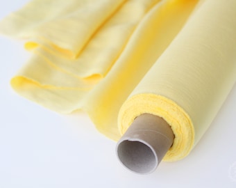 Pastel Yellow Linen Fabric - Stonewashed 100% Linen Flax Material - Fabric by the Meter - Fabric by the Yard