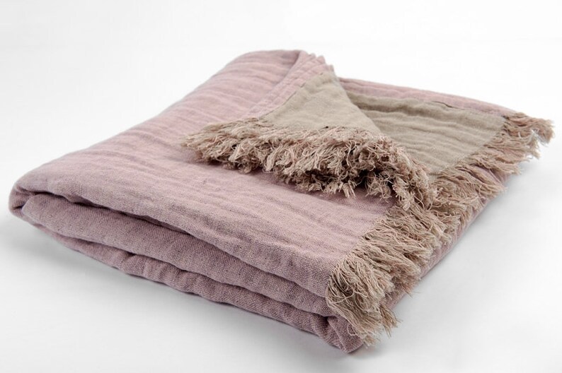 Linen Throw Blanket. Picnic Beach Plaid. Soft Stone Washed Etsy