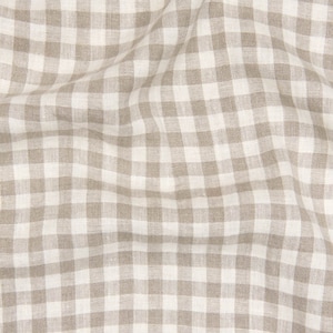 Checkered Linen Fabric - Off White Natural Stonewashed 100% Natural Linen Flax Material - Fabric by the Meter - Fabric by the Yard