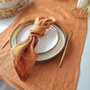 Serviettes en lin pour mariage Serviettes en tissu douces et rustiques. Cinnamon