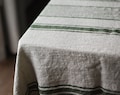 Heavy Linen Tablecloth for Easter Table - French Style Striped Washed Rustic Linen Table Cloth - Rectangle Square or Round product logo