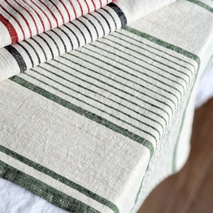 Linen Table Runner Striped French Style Heavy Weight Natural Table Runner zdjęcie 6