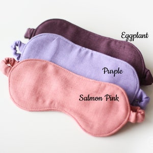Organic Eye Mask - Linen Sleep Mask and Scrunchie Set - Organic Natural Flax Fabric Travel Mask - Double Sided