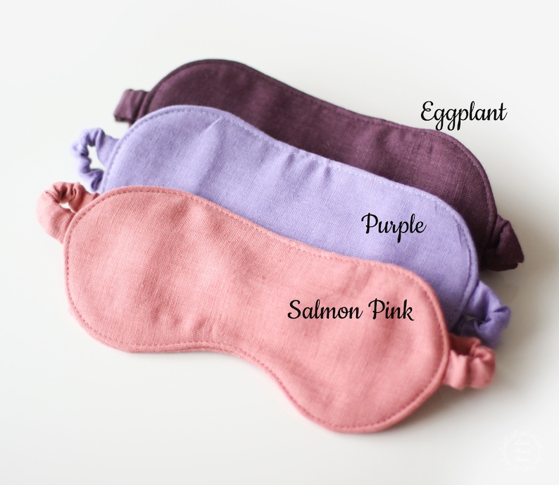 Organic Eye Mask - Linen Sleep Mask and Scrunchie Set - Organic Natural Flax Fabric Travel Mask - Double Sided