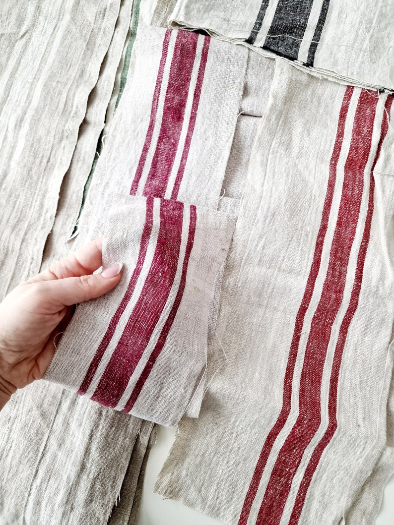 100% Linen Fabric Remnants Linen Scraps Heavy Weight Linen Bundle Linen Swatches for Quilting image 4