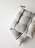 Linen Seat Cushion - Striped Chair Pad with Ties - Chair Pillow -  Natural French Style Heavy Weight 100% Linen Fabric