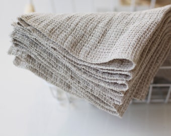 Linen Waffle Bidet Towels - Natural Undyed Softened 100% Linen Fabric