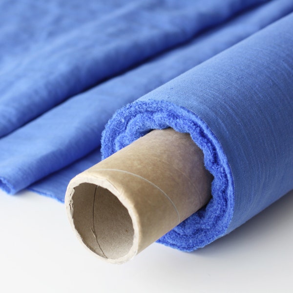 Flax-flower Blue Linen Fabric - Stonewashed 100% Linen Flax Material - Fabric by the Meter - Fabric by the Yard
