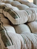 Linen Bench Cushion with Ties - Striped Window Seat - Bench Pillow -  Natural Undyed Heavy Weight 100% Linen Fabric