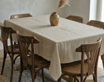 Custom Linen Tablecloth for Christmas - Rectangle Square Round - Washed 100% Linen Fabric