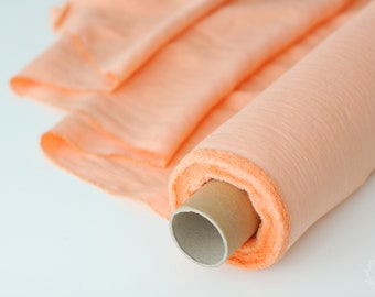 Peach Orange Linen Fabric - Stonewashed 100% Linen Flax Material by the Meter - Linen by the Yard