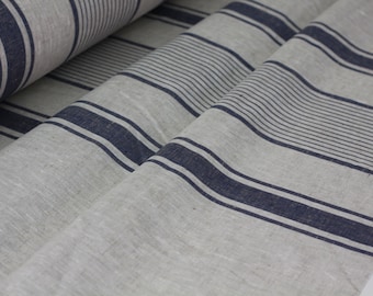 Heavy Weight Linen Fabric by the Yard 280g/m2 - Upholstery Striped French Style 100% Flax Material -  Fabric by the Meter