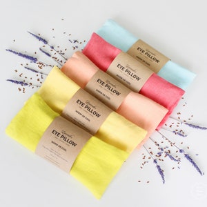 Almohada para ojos de lavanda con funda extraíble - Mascarilla para ojos con peso de lino orgánico, semillas de lino y lavanda - Regalo de aromaterapia, meditación y yoga