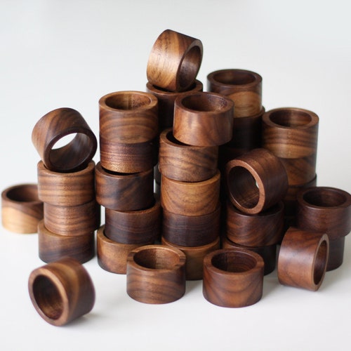 Wooden Napkin Rings Black Walnut Napkin Holder Hexagon Etsy