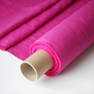 Linen Fabric Hot Pink - Bright Pink Stonewashed 100% Linen Flax Material - Fabric by the Meter - Fabric by the Yard