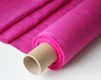 Linen Fabric Hot Pink - Bright Pink Stonewashed 100% Linen Flax Material - Fabric by the Meter - Fabric by the Yard