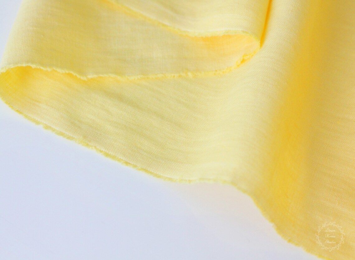 Yellow Linen Fabric Stonewashed 100 Linen Flax Material Etsy