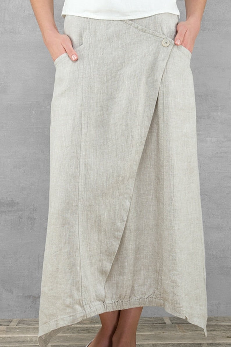 Long Linen Skirt With Pockets. Maxi Skirt. Etsy
