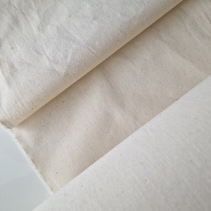 Unbleached Cotton Fabric by the Yard Cotton Canvas Fabric Undyed Raw Fabric by the Meter No Chemical Treatment image 2