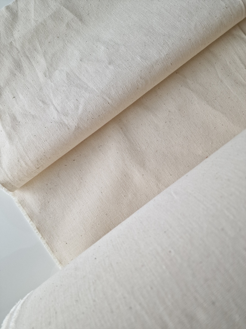 Unbleached Cotton Fabric by the Yard Cotton Canvas Fabric Undyed Raw Fabric by the Meter No Chemical Treatment image 2