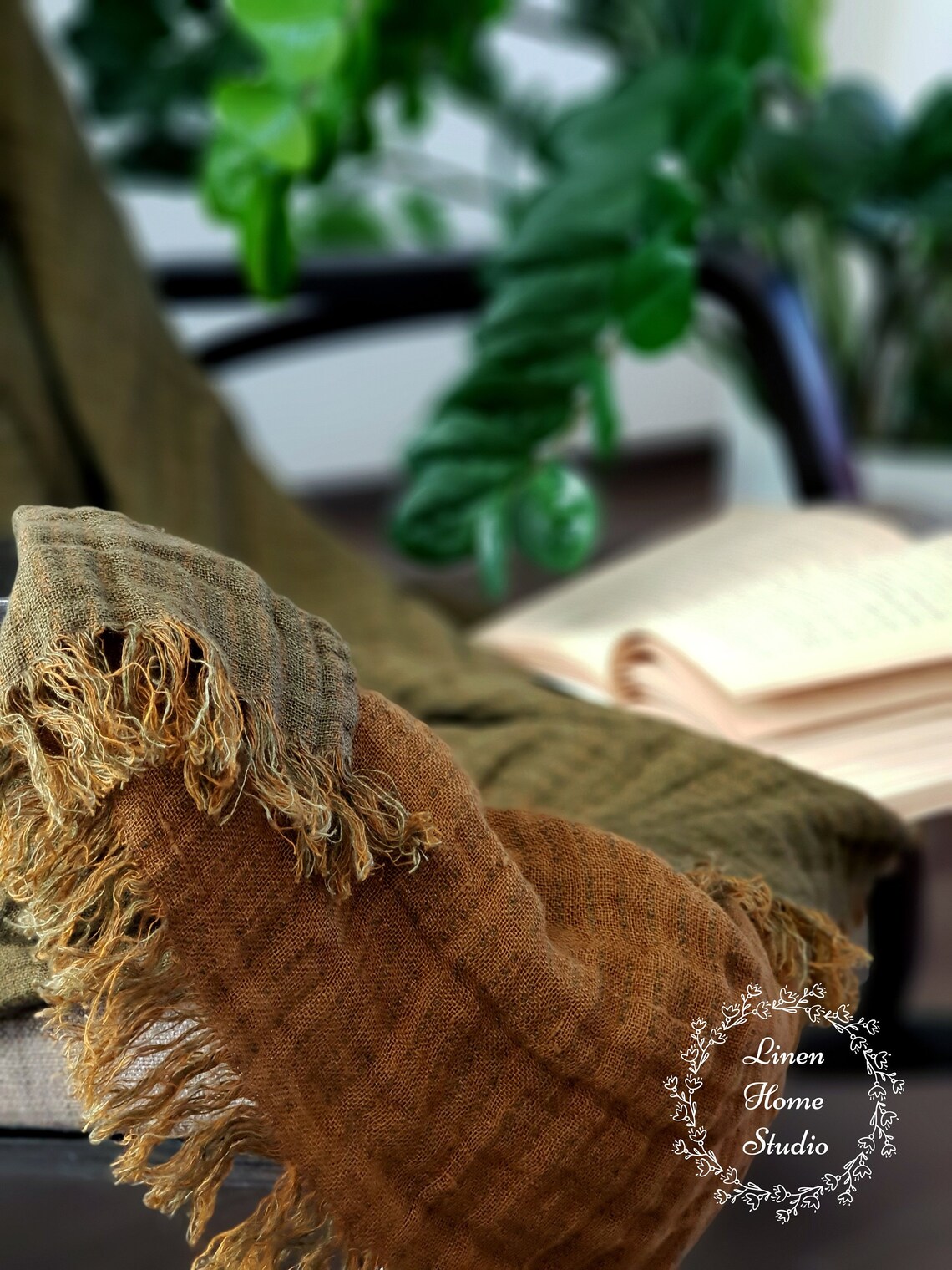 Linen Throw Blanket. Linen Bedspread. Natural Plaid. Etsy