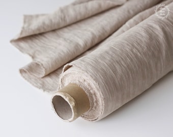 Beige Linen Fabric - Sand Stonewashed 100% Linen Flax Material by the Meter