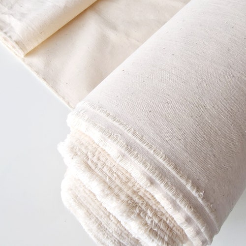Unbleached Cotton Fabric by the Yard - Cotton Canvas Fabric - Undyed Raw Fabric by the Meter -  No Chemical Treatment
