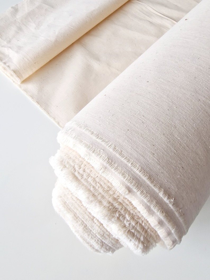 Unbleached Cotton Fabric by the Yard Cotton Canvas Fabric Undyed Raw Fabric by the Meter No Chemical Treatment image 1