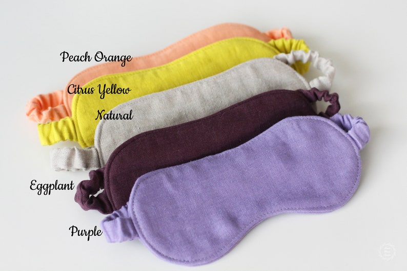 Organic Eye Mask - Linen Sleep Mask and Scrunchie Set - Organic Natural Flax Fabric Travel Mask - Double Sided