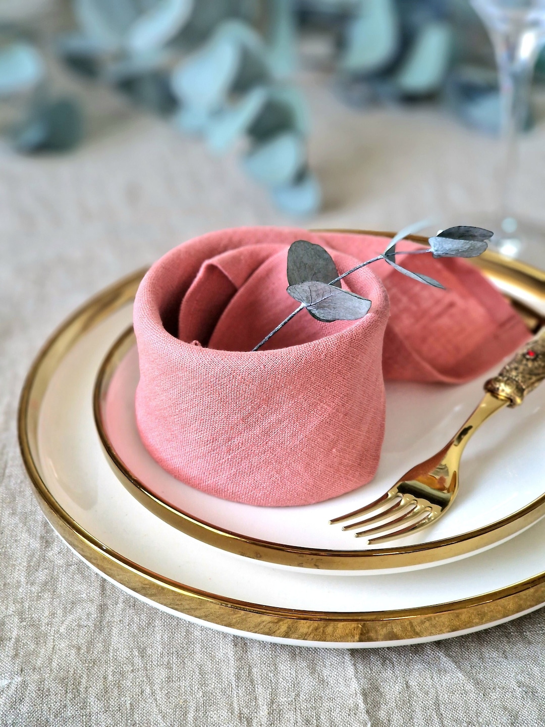Wedding Napkins Linen Soft Salmon Pink Cloth Napkins. Etsy