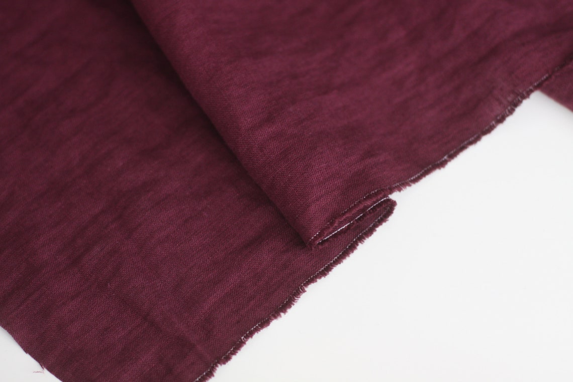 Plum Linen Fabric Stonewashed 100% Purple Linen Flax - Etsy UK