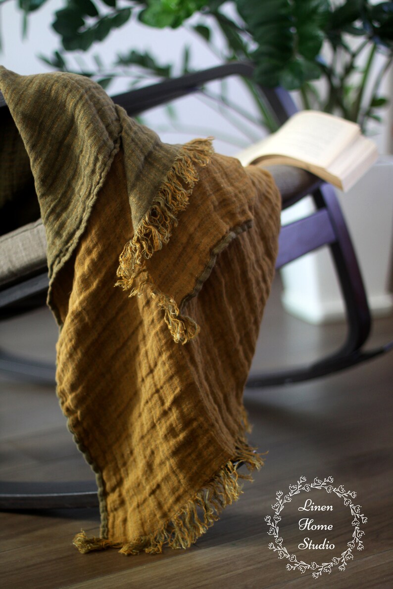 Linen Throw Blanket. Linen Bedspread. Natural Plaid. Etsy